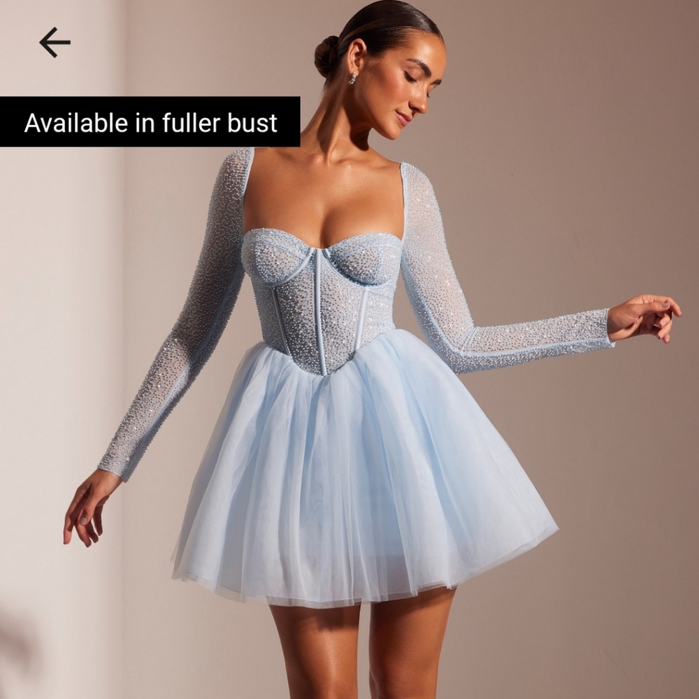 Light Blue Oh Polly embellished tulle dress. Size U.S. 2
